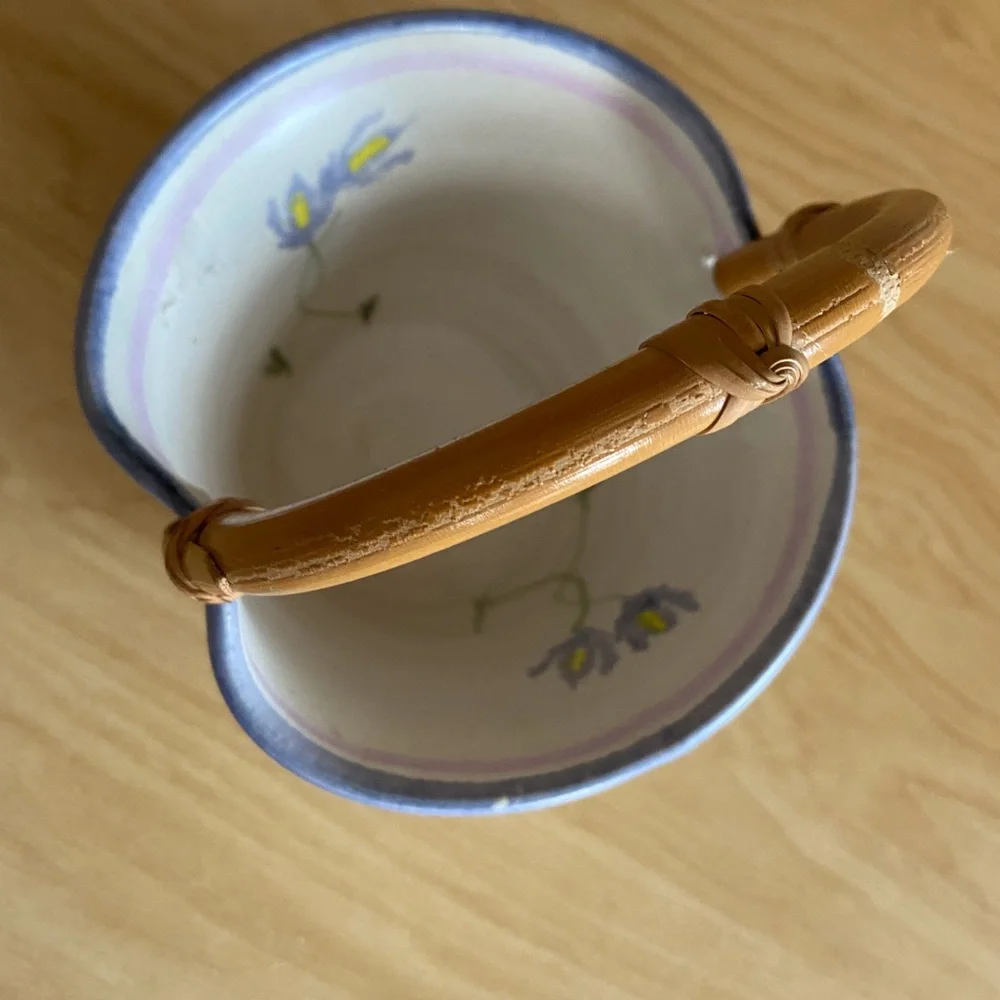 Handcrafted ceramic rustic farmhouse pottery basket and candlestick room accents